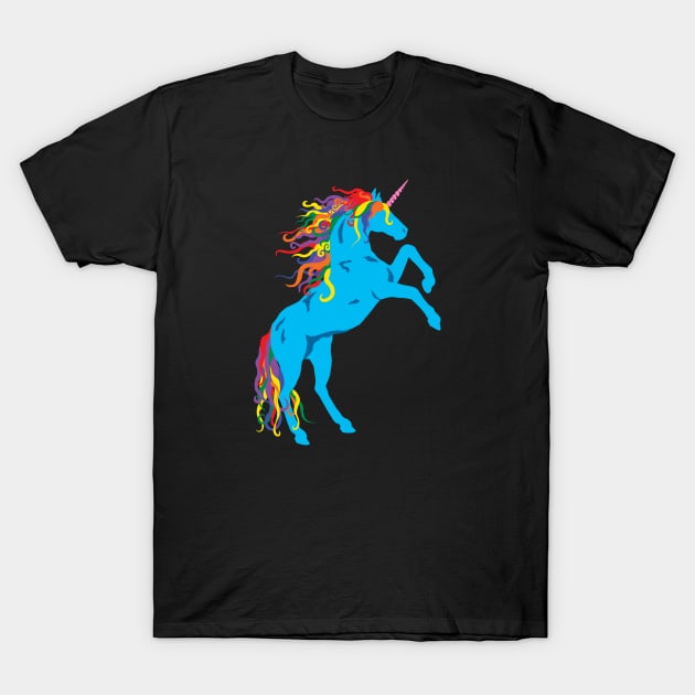 Rainbow Maned Cyan Pride Unicorn T-Shirt by PeregrinusCreative